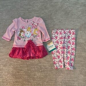 NWT Disney Baby True Princess Shirt Pant Set 6-9mo